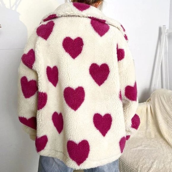 Queen of Hearts Teddy Jacket Coat pink cream - Picture 11 of 11